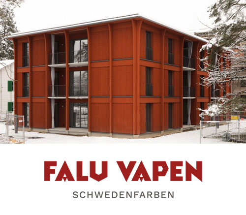 Die moderne Schlammfarbe ist eine lösungsmittelfreie Emulsionsfarbe auf Wasserbasis für Holz im Aussenbereich.
Sie ist eine Weiterentwicklung der traditionellen Schlammfarbe, welche sich
in Schweden seit über 300 Jahren bewährt.